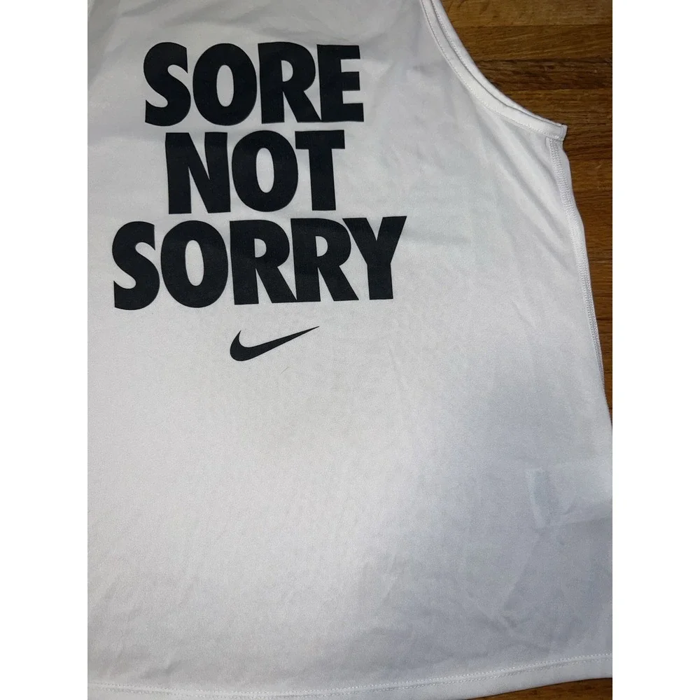 Nike Dri-Fit Woman Sore Not Sorry Light White Black Graphic‎ Tank Top Size Small - Picture 3 of 6